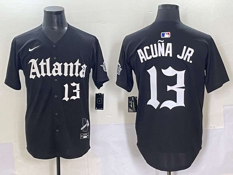 Men 2025 Atlanta Braves #13 Acuna jr Black Five generations Joint Name Nike MLB Jersey style 8->atlanta braves->MLB Jersey